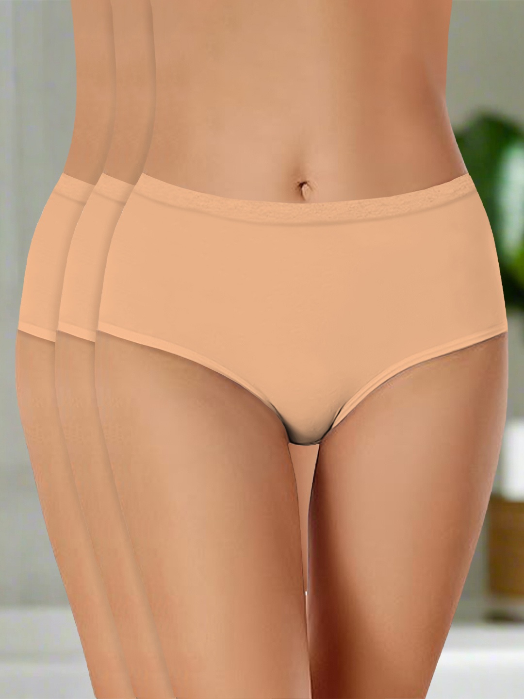 

Heelium Pack Of 3 Mid Rise Hipster Briefs P3-W-Brief-BGE-L, Beige