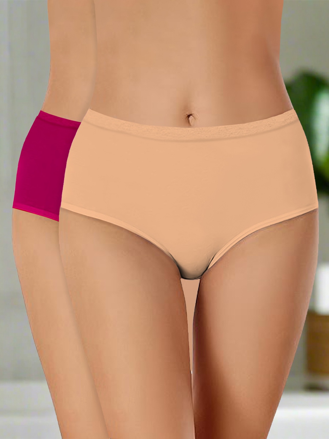 

Heelium Pack Of 2 Mid Rise Hipster Briefs P2-W-Brief-BGEMRN-XXL, Beige