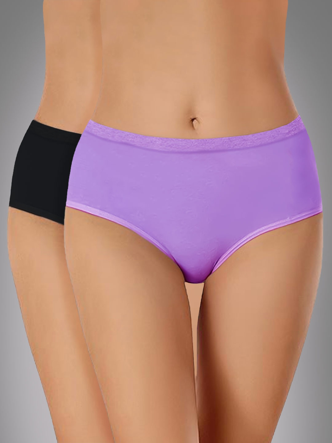 

Heelium Pack Of 2 Hipster Briefs P2-W-Brief-LAVBLK-XL, Lavender