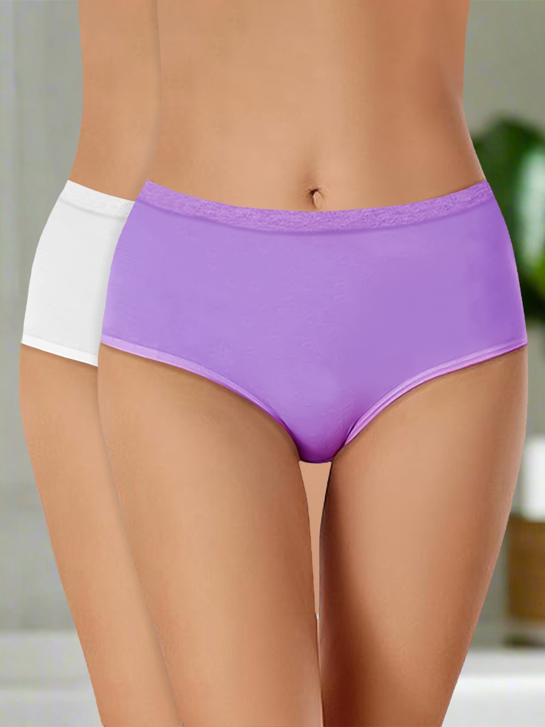 

Heelium Pack Of 2 Odour-Free Mid-Rise Hipster Briefs P2-W-Brief-LAVWHT-S, White
