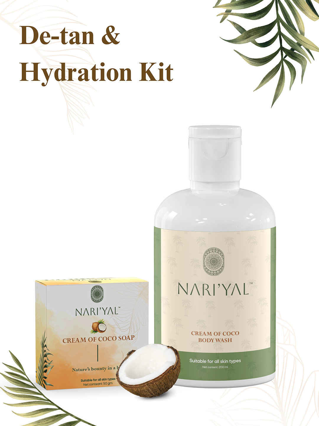 

NARIYAL Gentle Cleansing Cream Of Coco Body Wash & Soap with De-Tan Properties, White