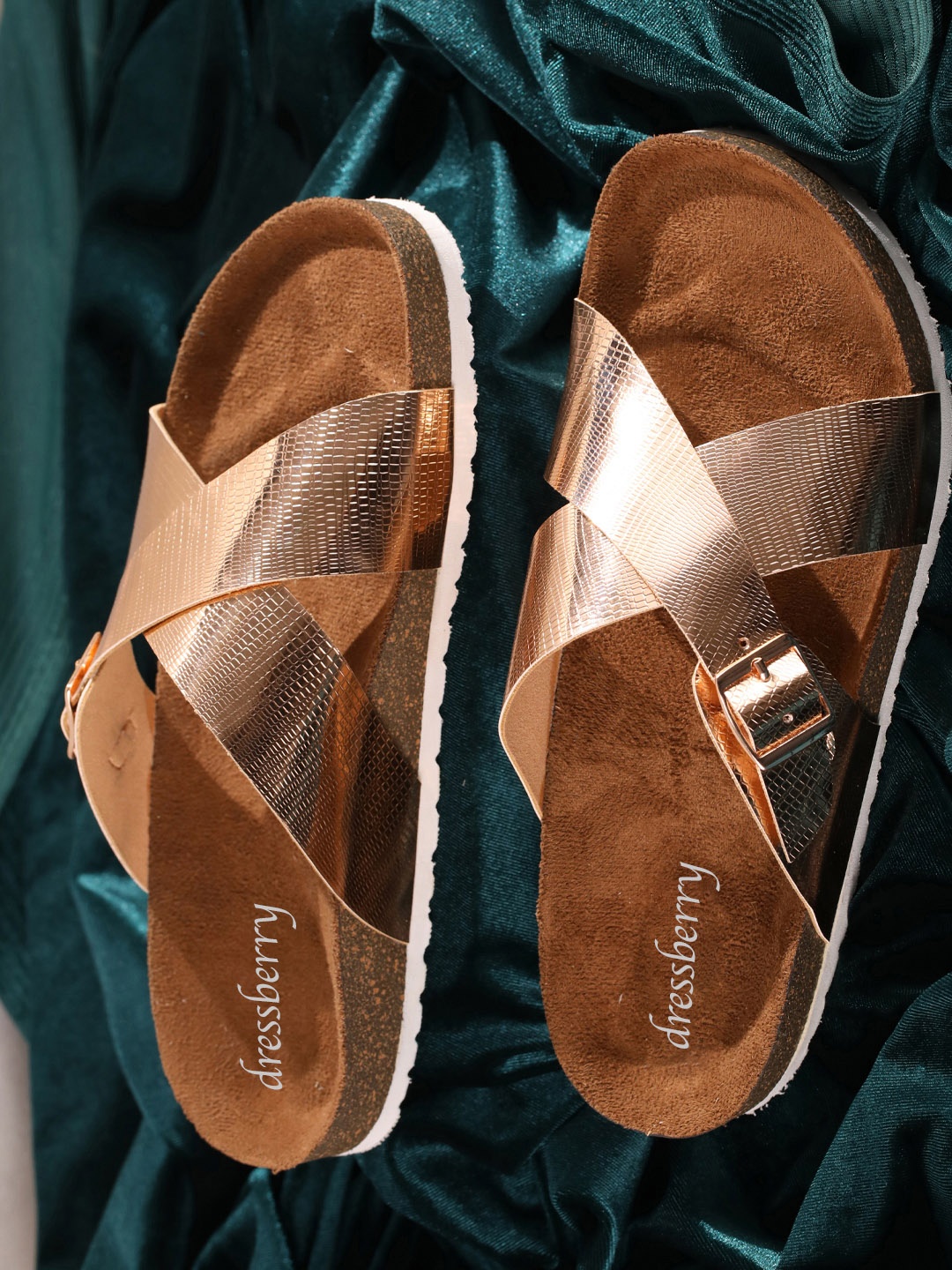 

DressBerry Women Open Toe Flats, Gold