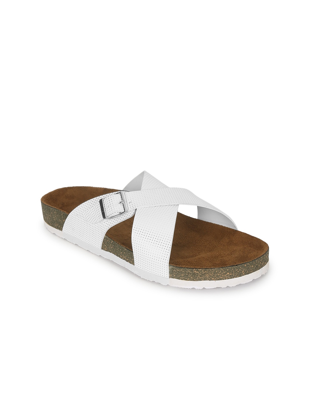 

DressBerry Women Open Toe Flats with Buckles, White