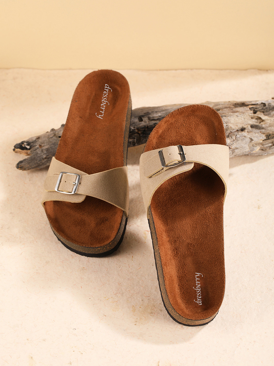 

DressBerry Women Open Toe Flats with Bows, Beige