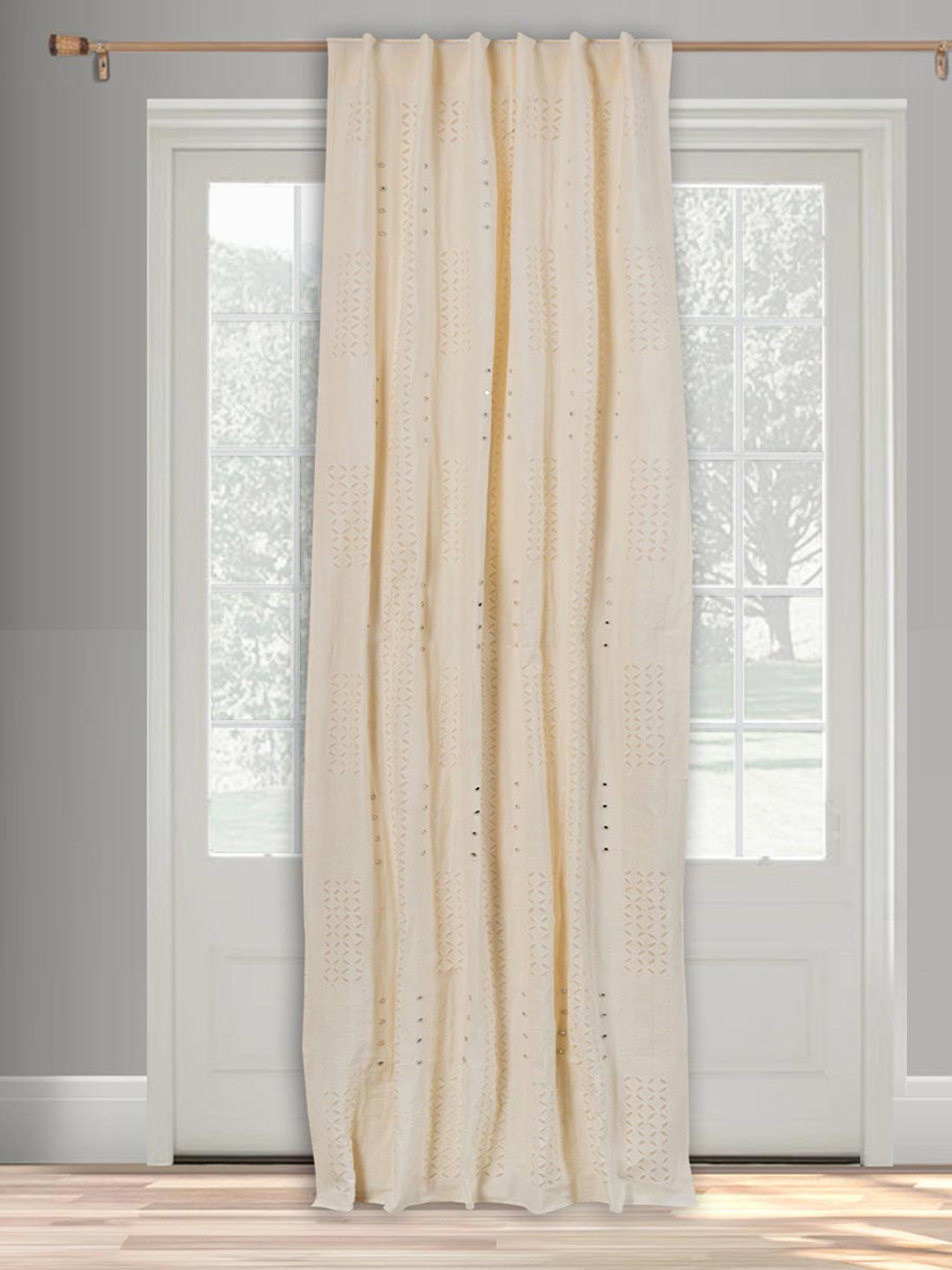 

Fabindia Off White Floral Door Curtain