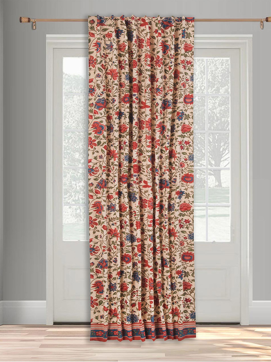 

Fabindia Off White & Red Floral Door Curtain