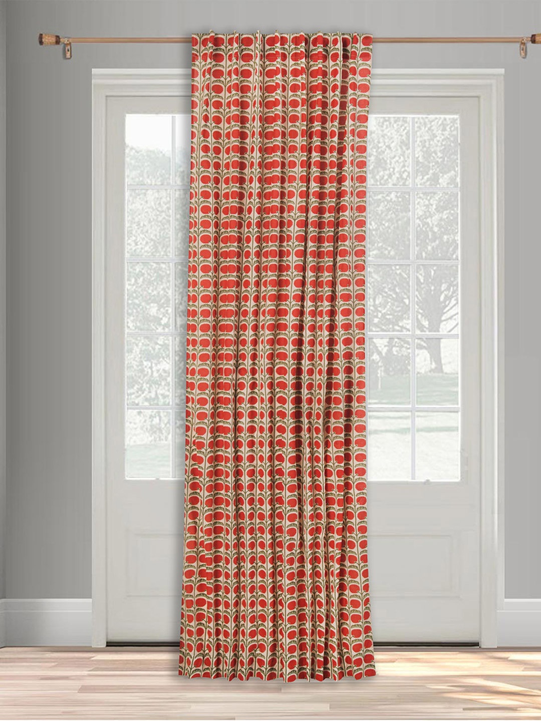 

Fabindia Beige & Red Floral Door Curtain