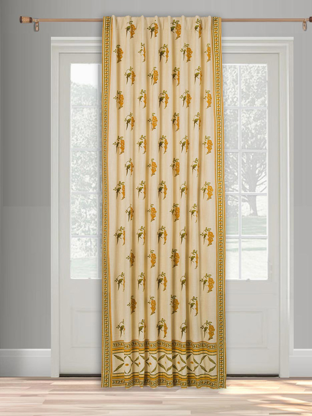 

Fabindia Beige & Yellow Floral Door Curtain