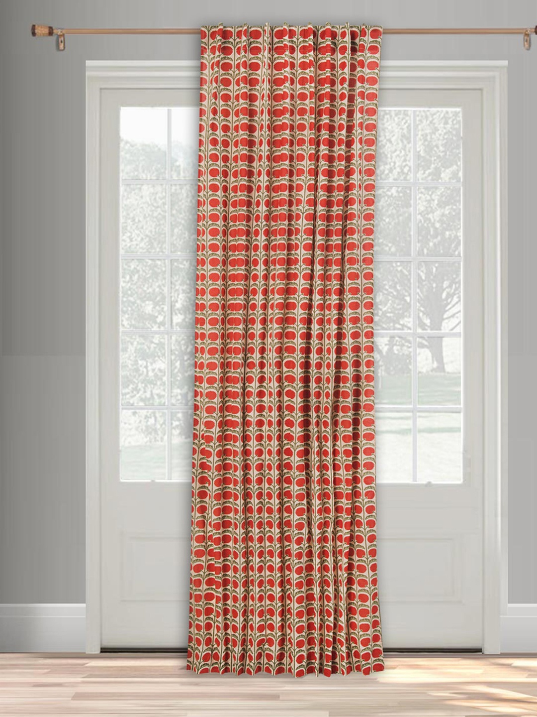 

Fabindia Gulzar Beige & Red Floral Printed Cotton Regular Long Door Curtain