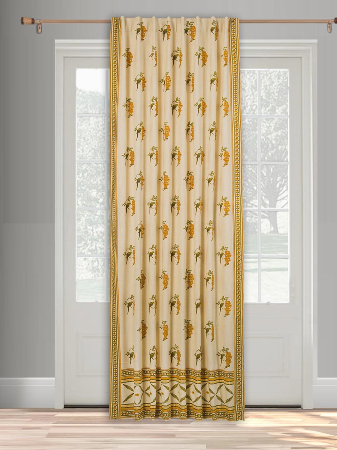 

Fabindia Amaltas Yellow & Green Floral Printed Cotton Regular Long Door Curtain