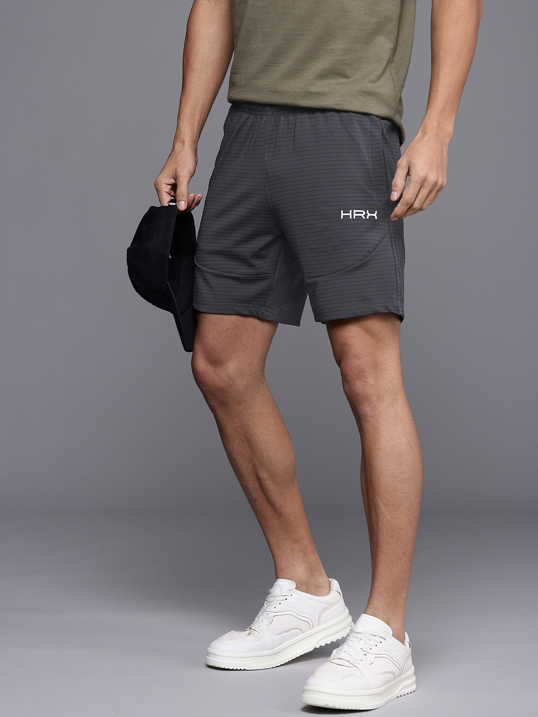 

HRX by Hrithik Roshan Men Lifestyle Striped Outdoor Sports Shorts, Grey