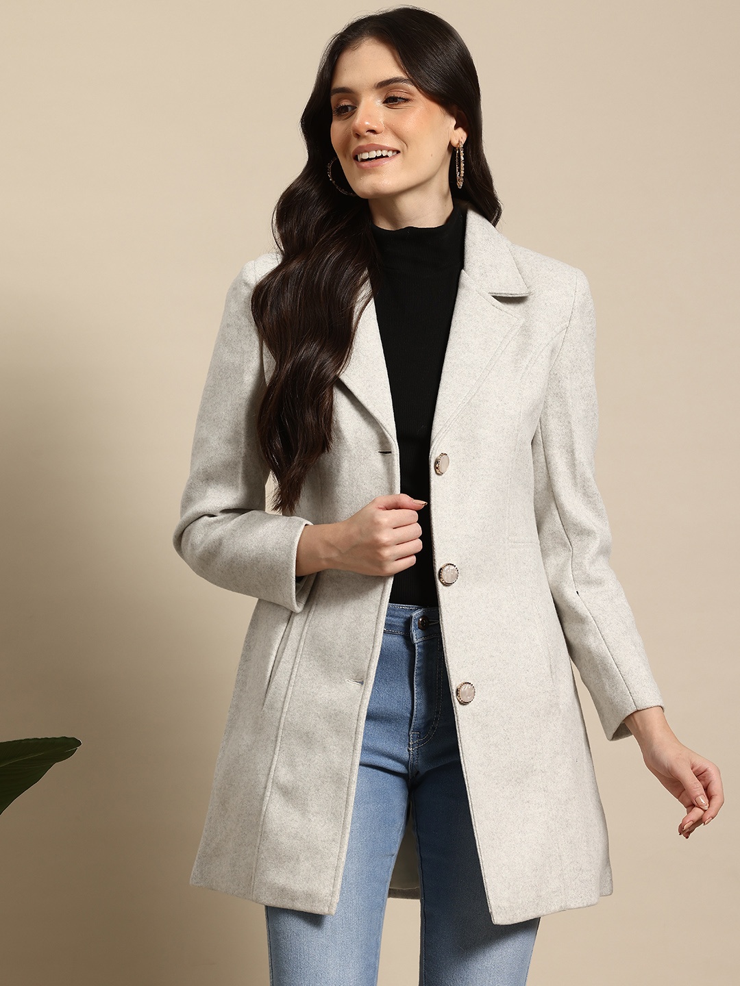 

Mast & Harbour Woollen Overcoat, Off white
