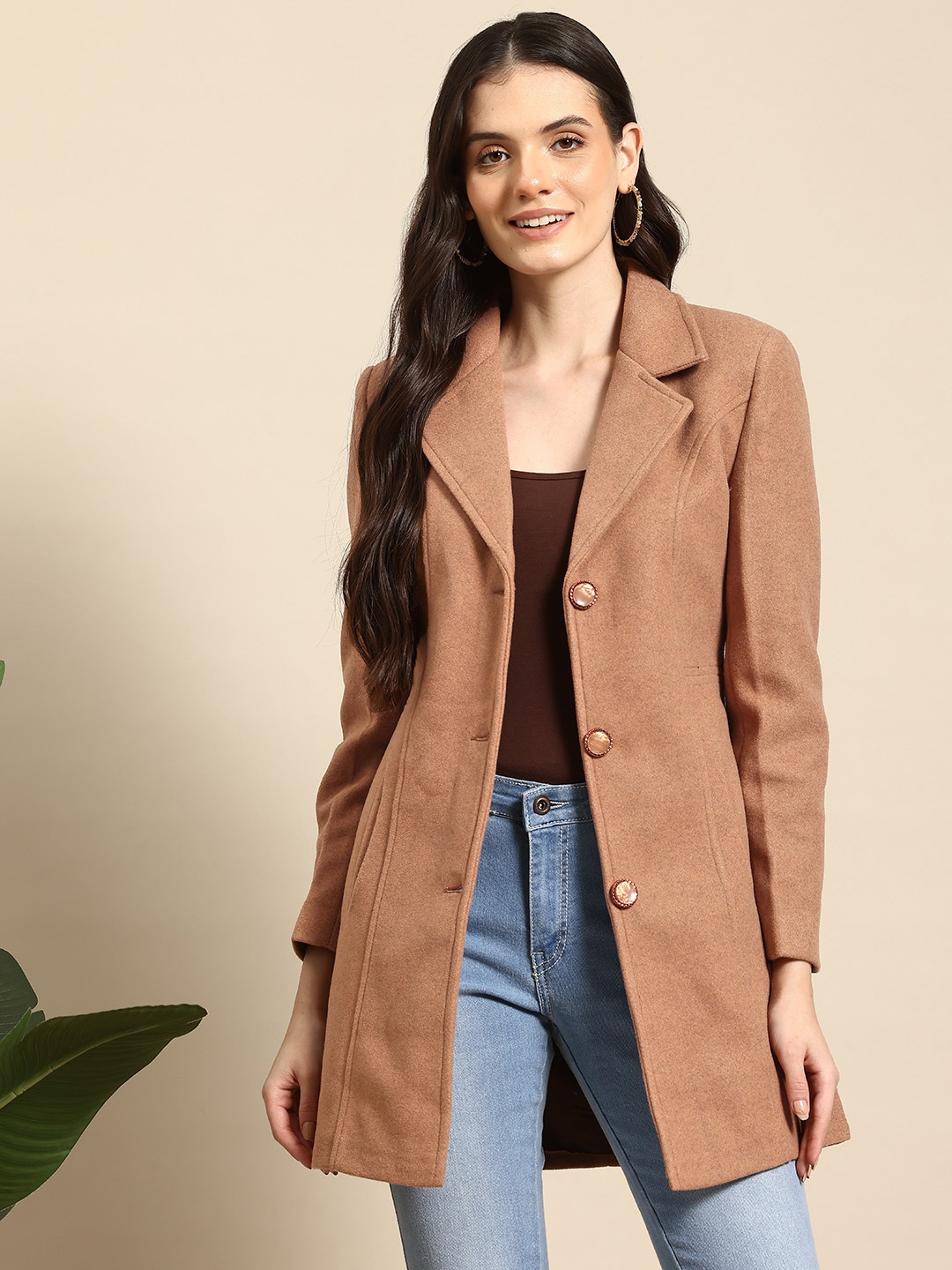 

Mast & Harbour Woollen Overcoat, Brown