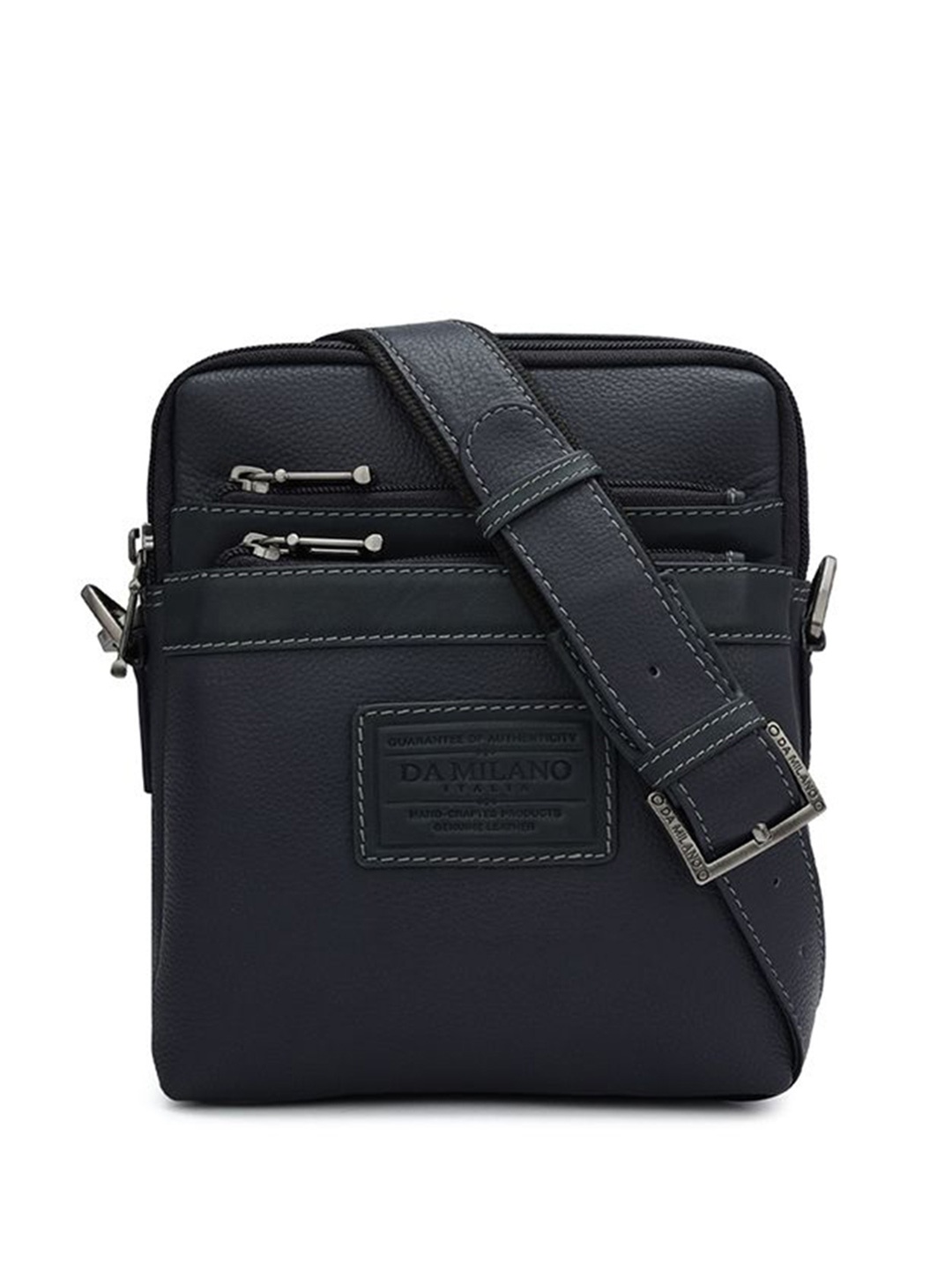 

Da Milano Men Textured Messenger Bag, Blue