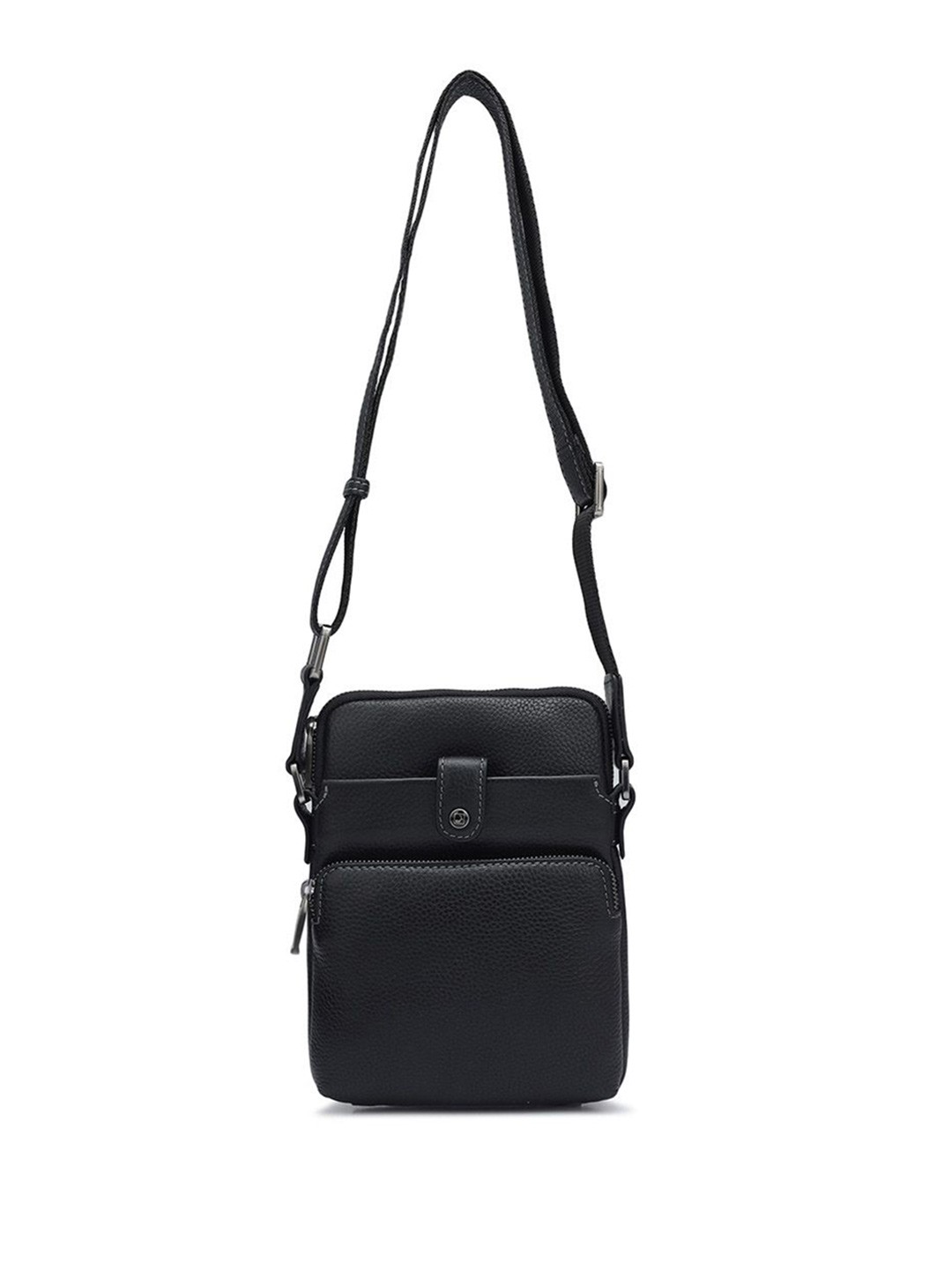 

Da Milano Men Textured Messenger Bag, Black
