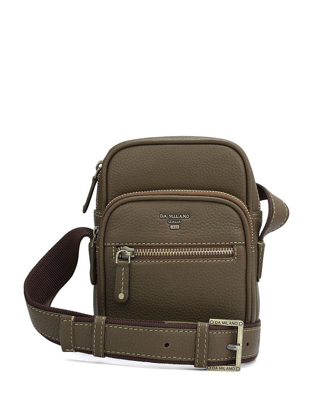 

Da Milano Men Textured Messenger Bag, Brown