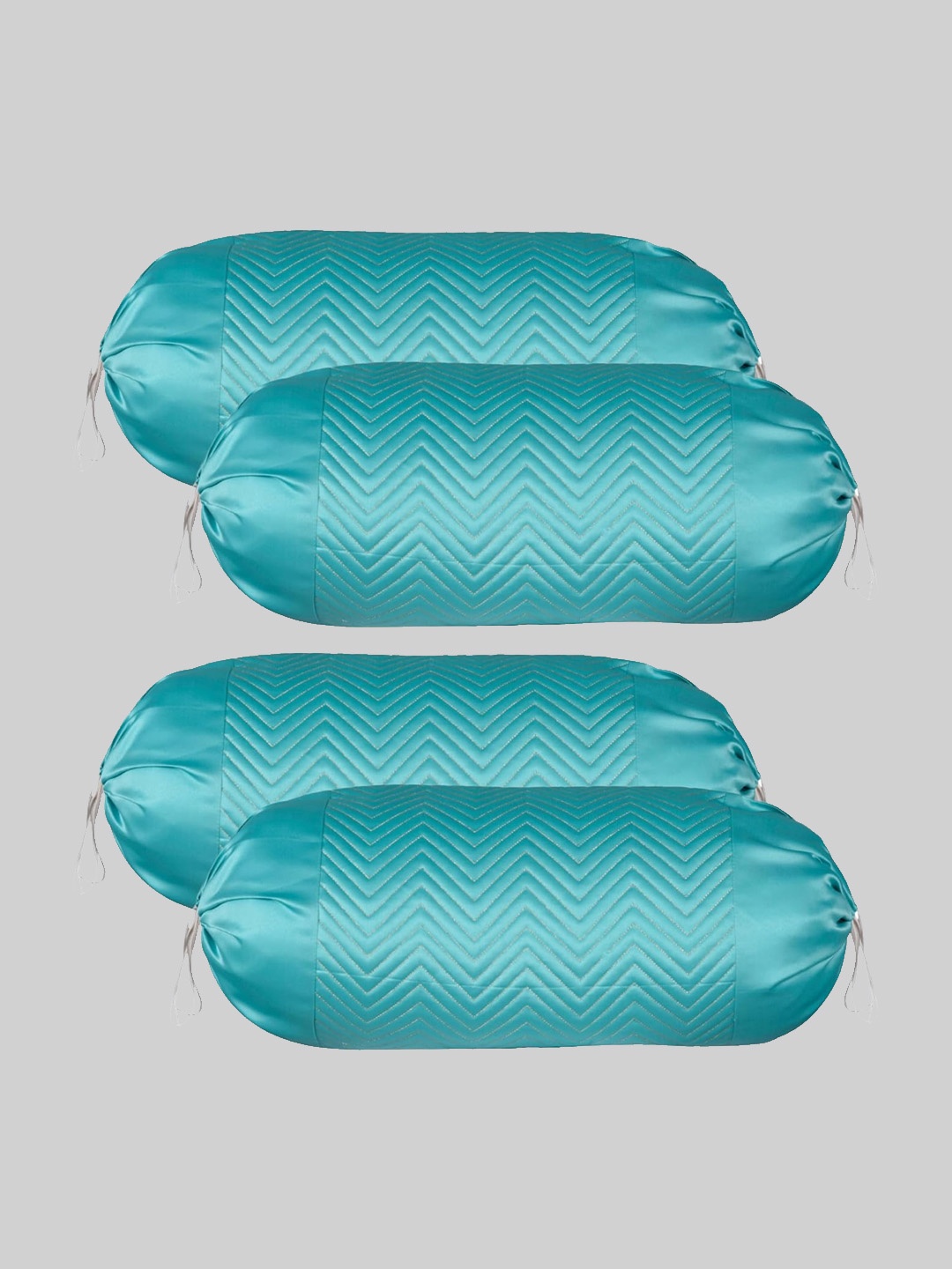 

Kuber Industries Green & Gold Toned 4 Pieces Zig Zag Embroidered Bolster Covers