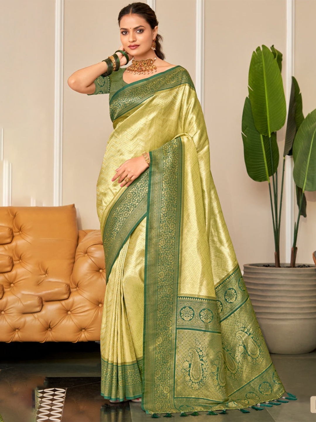 

MySilkLove Woven Design Zari Kanjeevaram Saree, Yellow