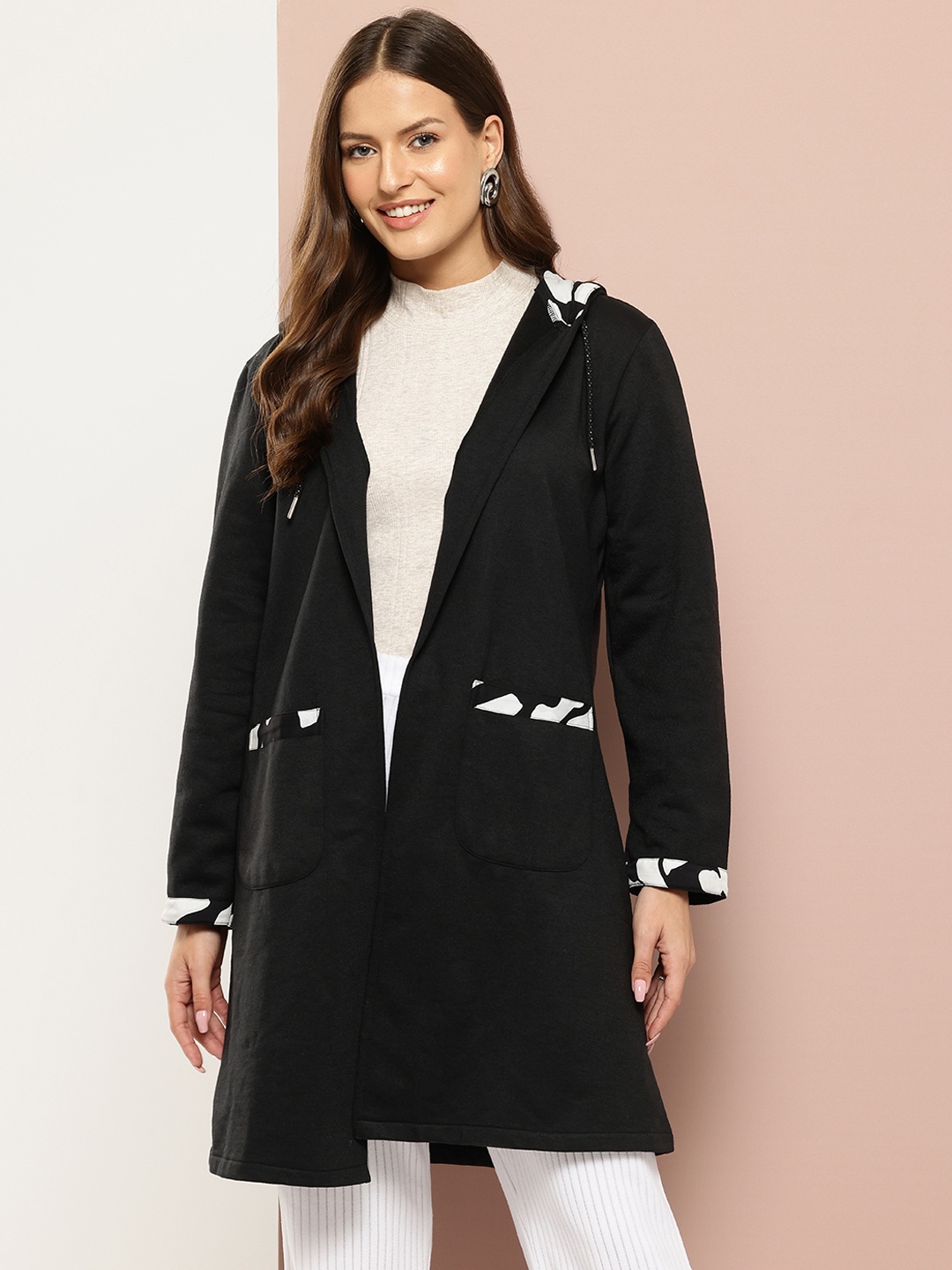 

Qurvii Fleece Lightweight Woven Jacket, Black