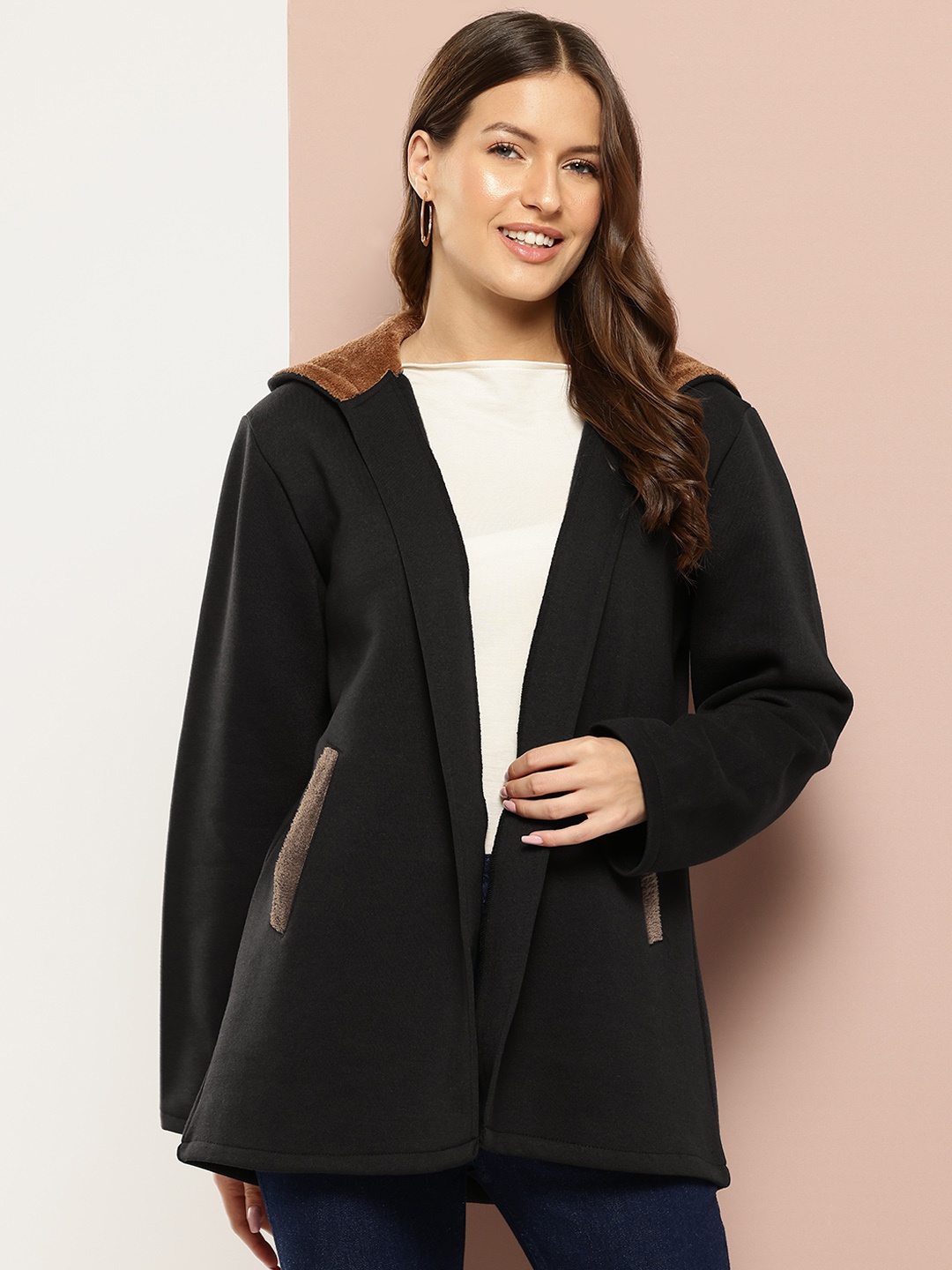 

Qurvii Fleece Lightweight Hooded Jacket, Black