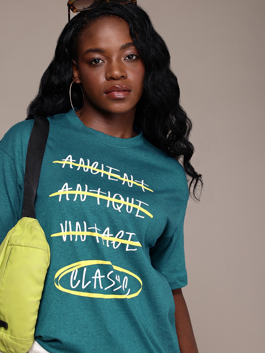 

The Roadster Life Co. Oversized Fit Typography Printed T-shirt, Teal