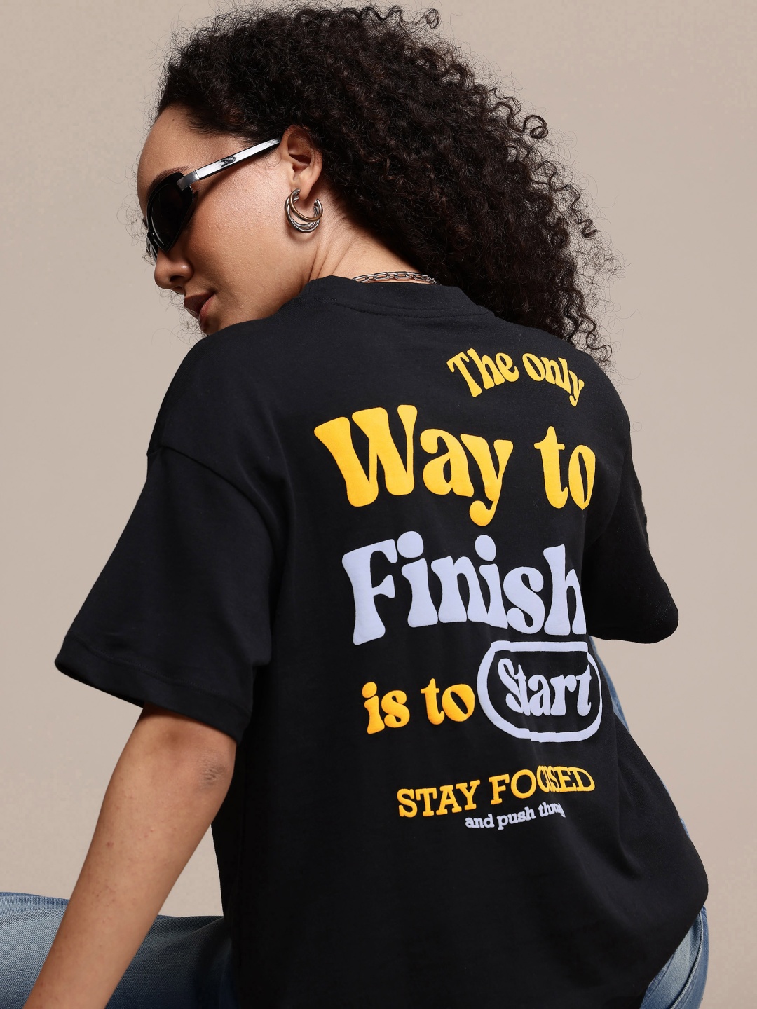 

The Roadster Life Co. Oversized Typography Printed T-shirt, Black