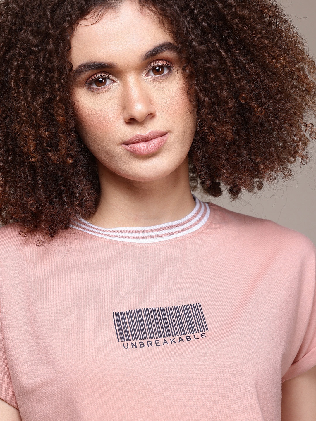 

The Roadster Lifestyle Co. Typography Printed Boxy Fit Crop T-shirt, Peach