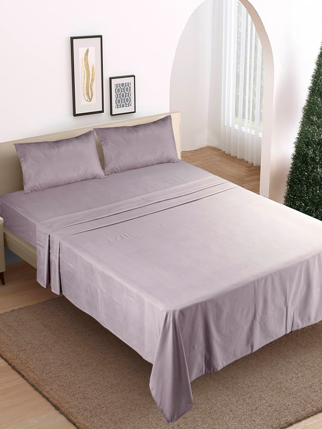 

Modern Threads Dusty Mauve Solid Microfiber 4 Piece Queen Size Bedsheet Set