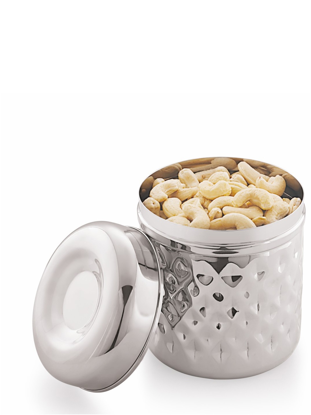 

MUKTI Silver-Toned Stainless Steel Dishwasher Safe Canister Container 2.75L