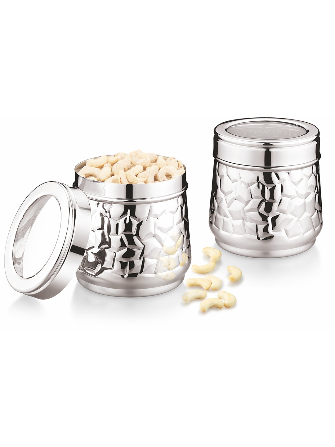 

MUKTI Silver-Toned Stainless Steel Dishwasher Safe Canister Container 2.75L