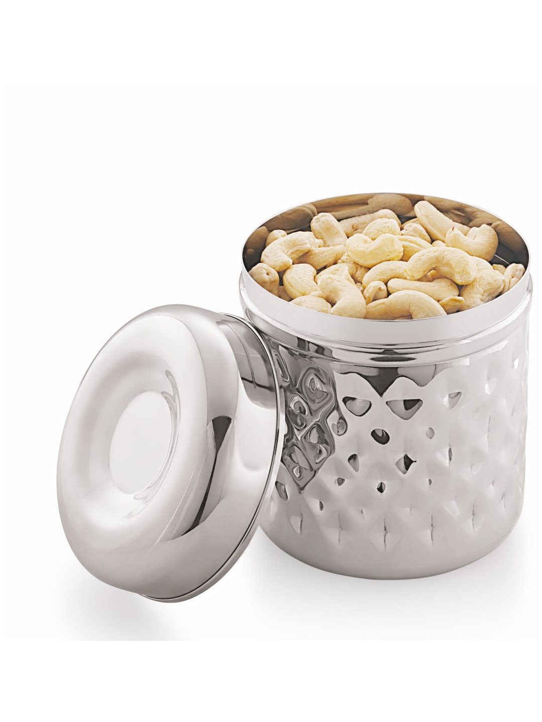 

MUKTI Silver-Toned Stainless Steel Dishwasher Safe Canister Container 1.25L
