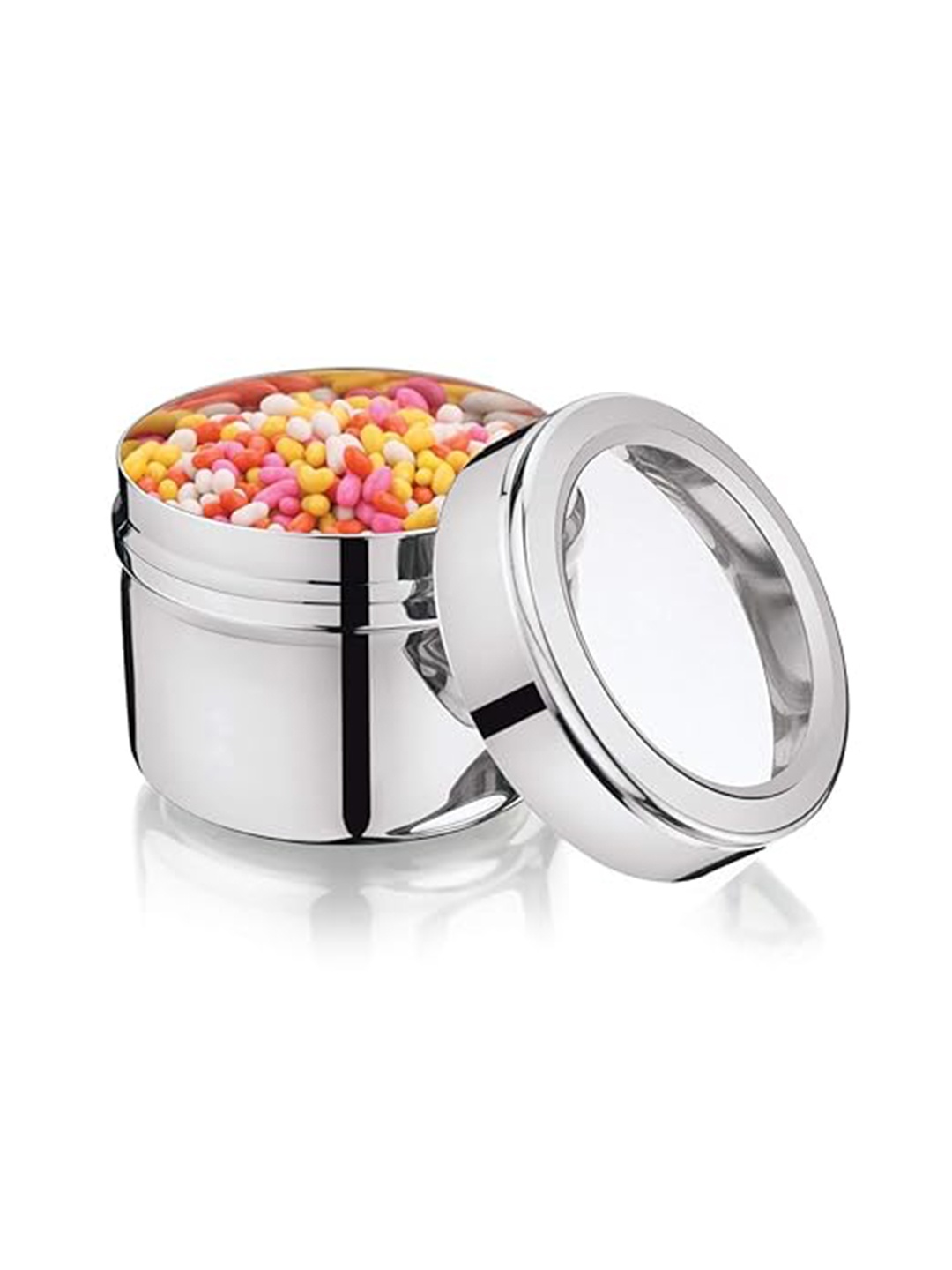 

MUKTI Silver-Toned Stainless Steel Dishwasher Safe Canister Container 600ml