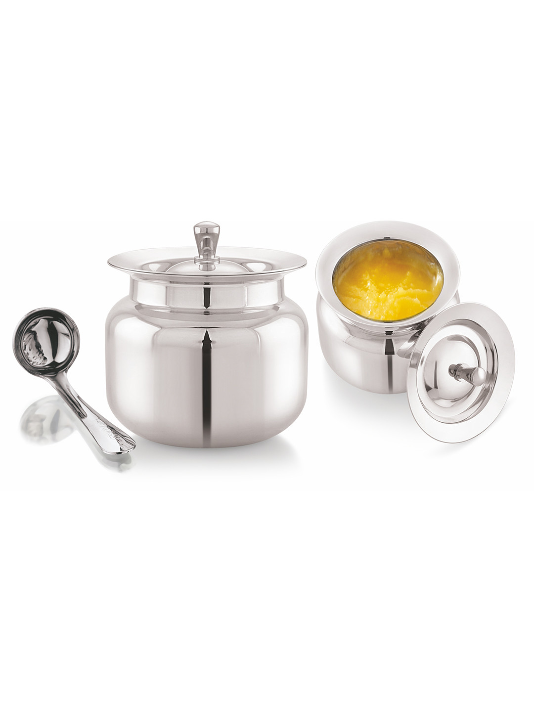 

MUKTI Silver-Toned Stainless Steel Dishwasher Safe Canister Container 300ml