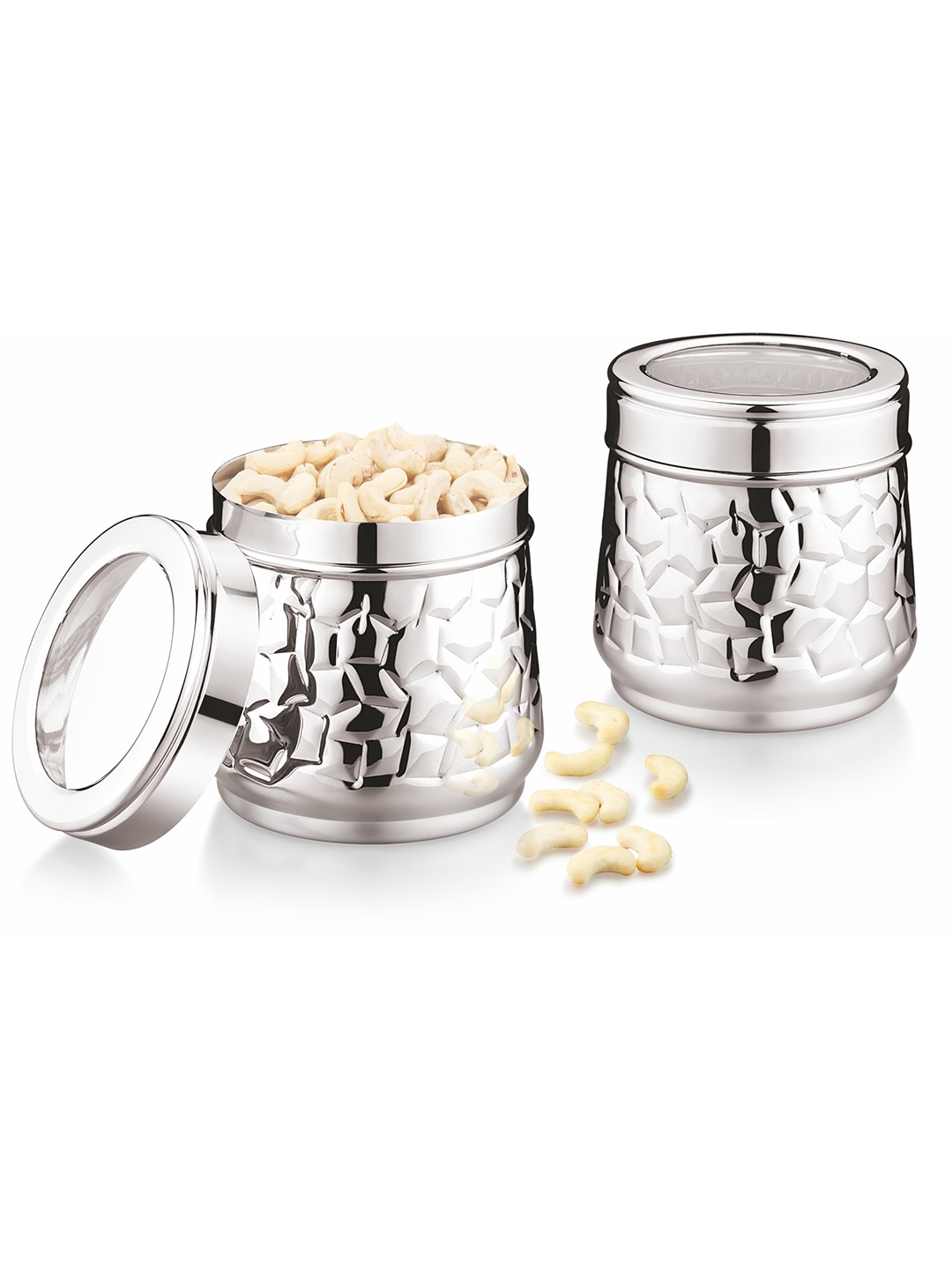 

MUKTI Silver-Toned Stainless Steel Dishwasher Safe Canister Container 600ml