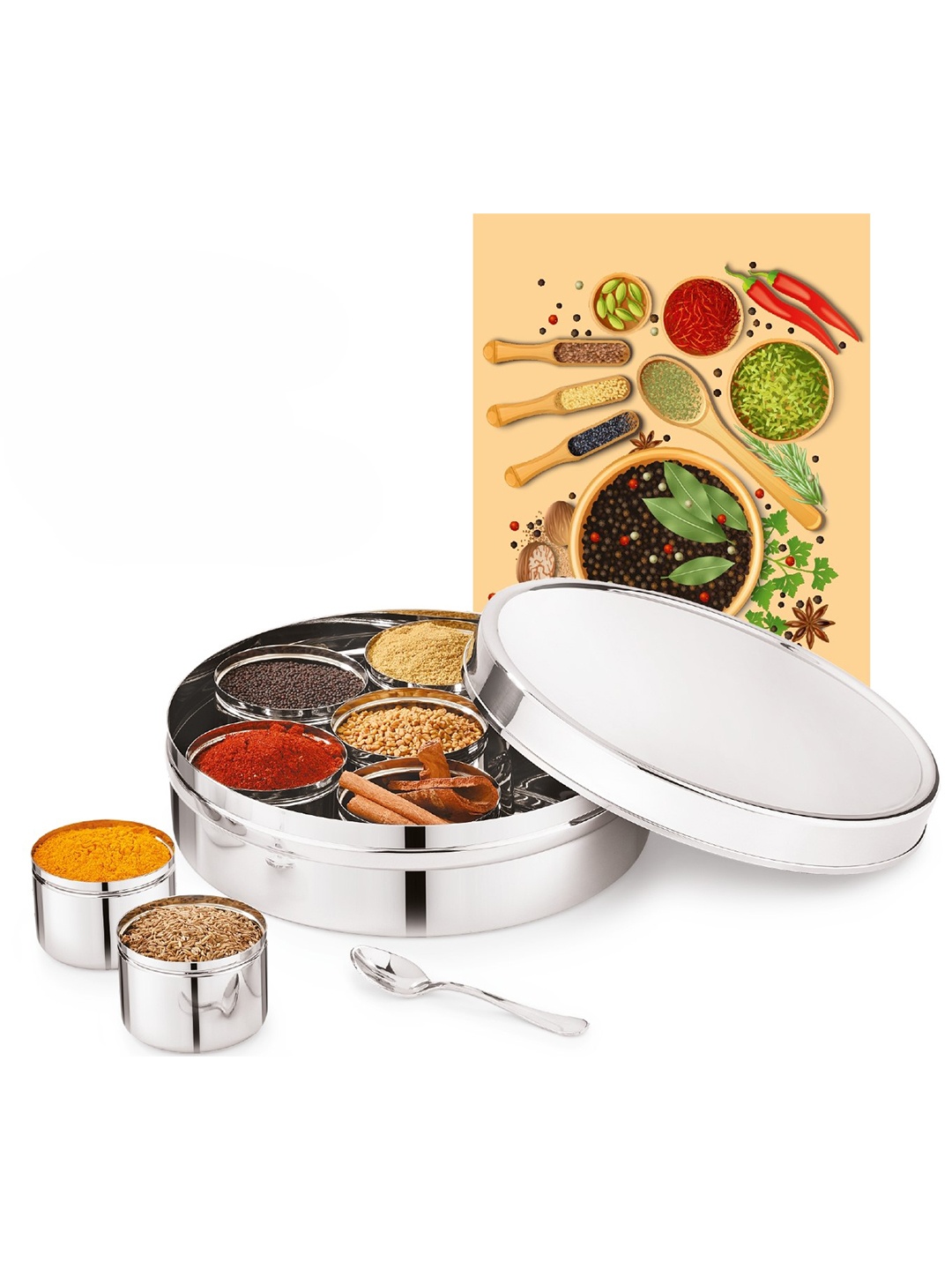 

MUKTI Silver-Toned Stainless Steel Dishwasher Safe Canister Container 1.4L