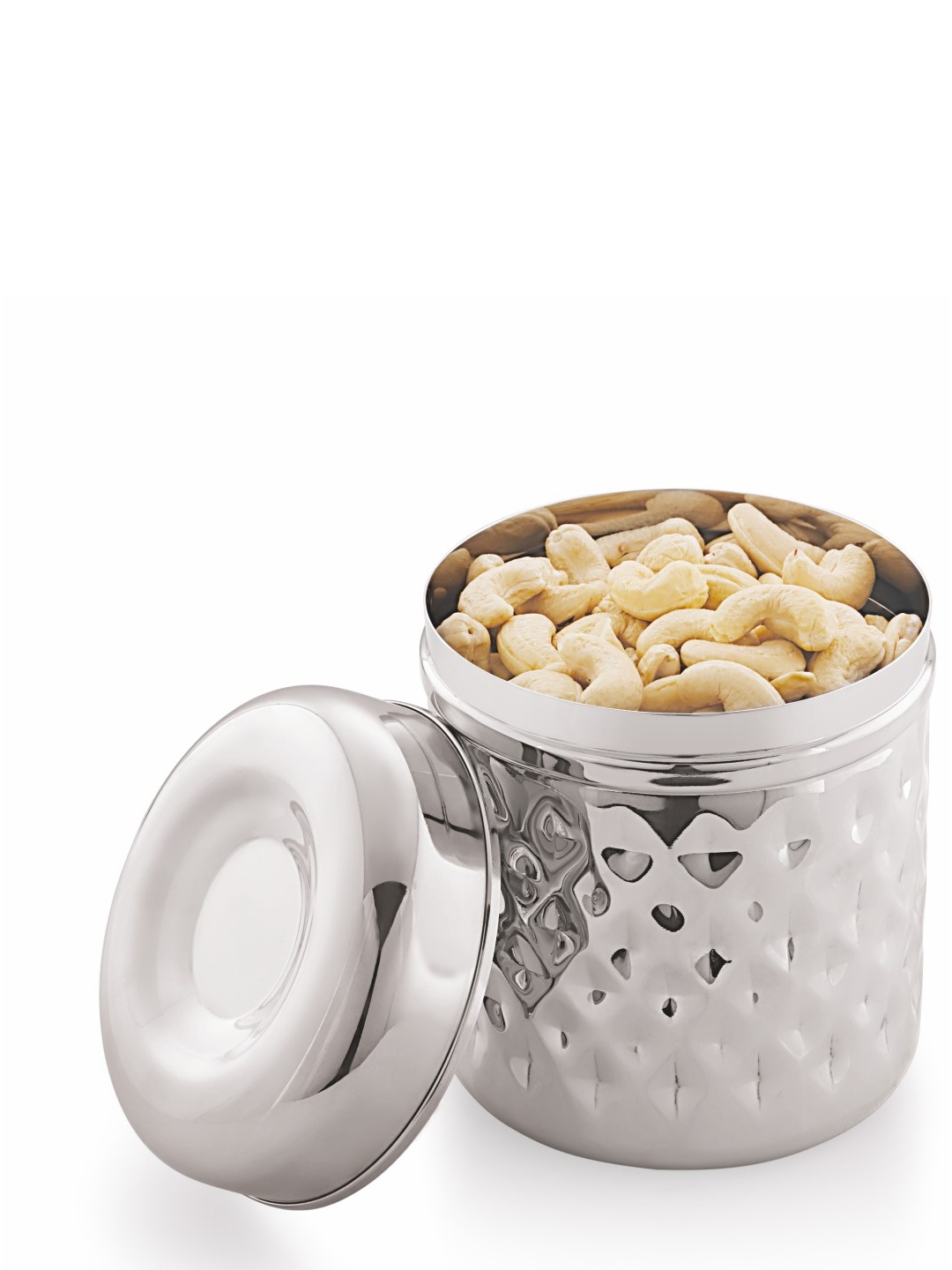 

MUKTI Silver-Toned Stainless Steel Dishwasher Safe Canister Container 4.3L
