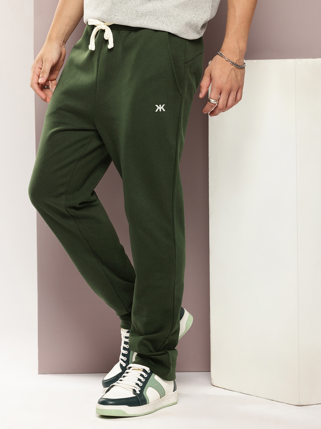 

Kook N Keech Slim Fit Pure Cotton Track Pants, Green