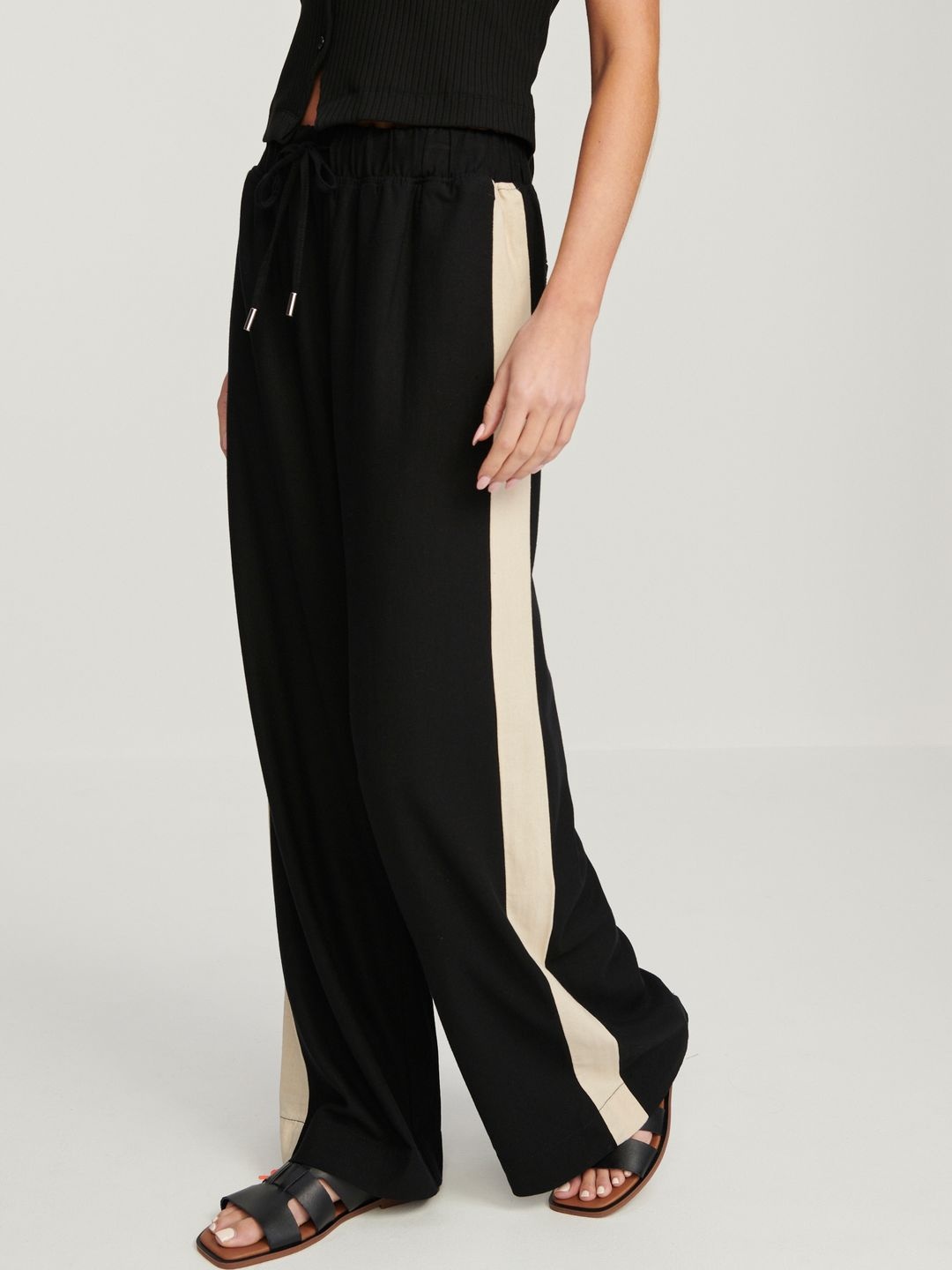 

NEXT Women Side Striped Wide Leg Trousers, Black