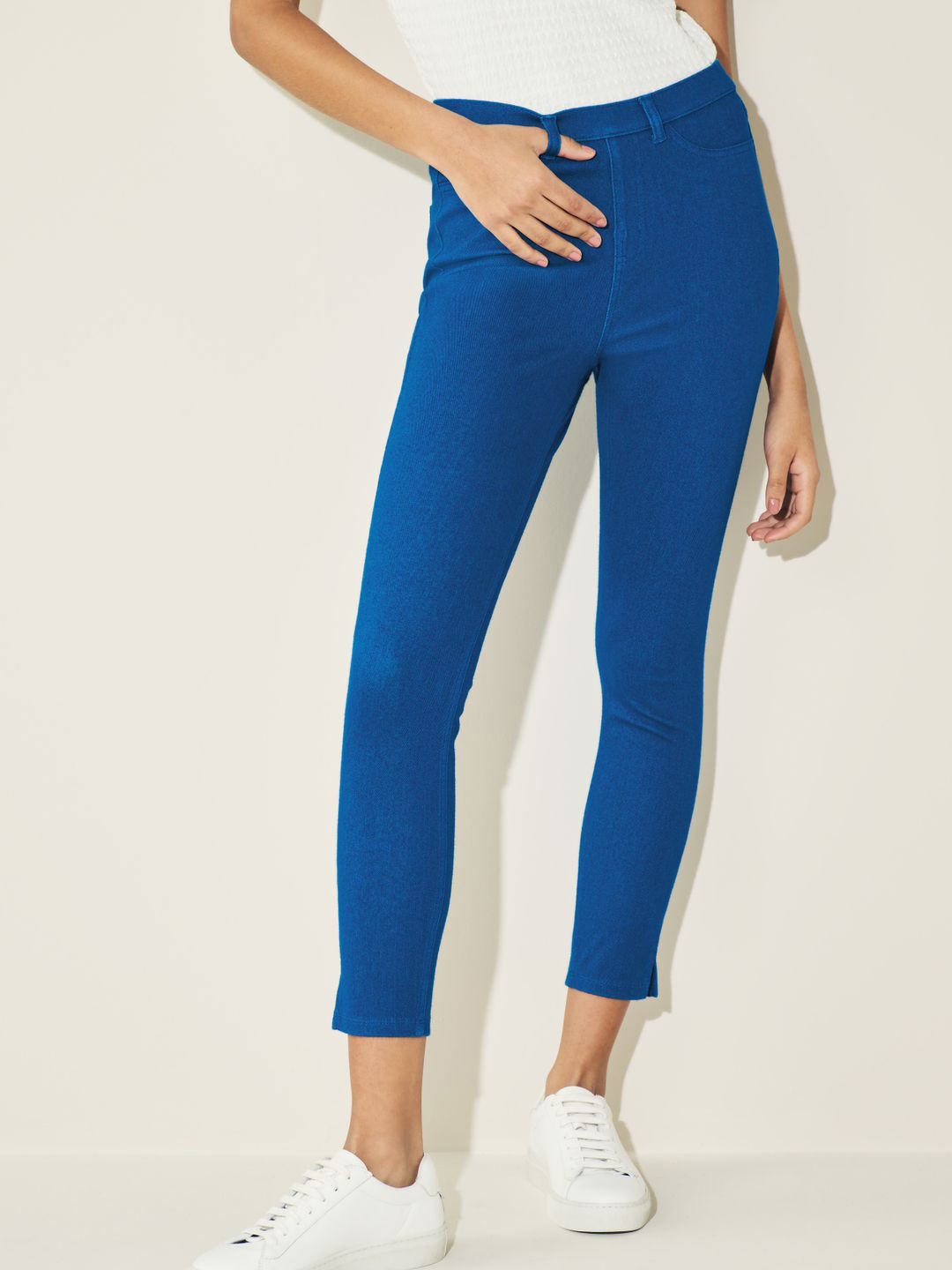 

NEXT NEXT Women Solid Skinny Fit Cropped Jeggings, Blue