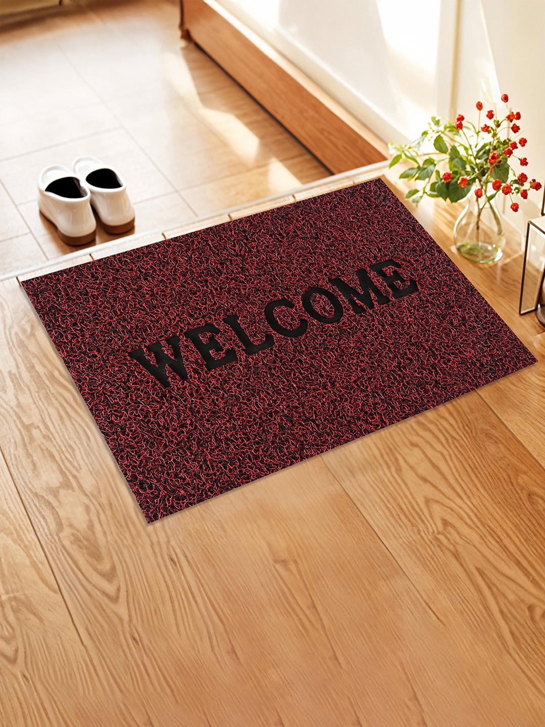 

Kuber Industries Red Printed Rectangle Doormat