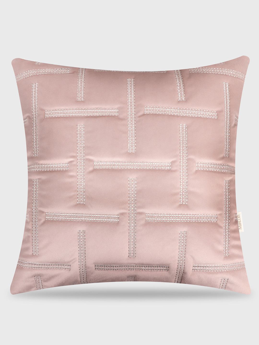 

Mirooh Minar Rose-Colored Quilted Velvet Pre-Filled Cushion