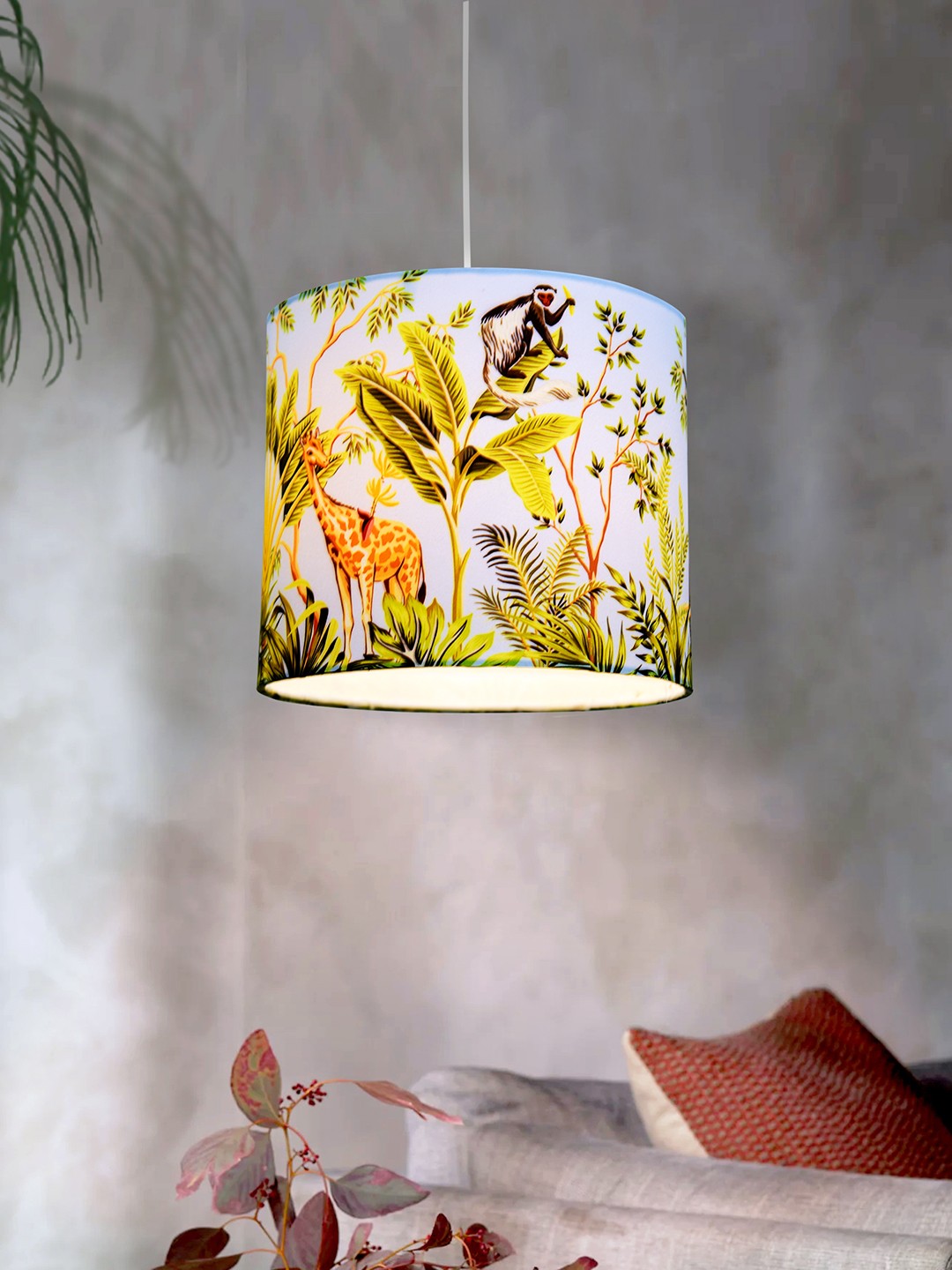 

Homesake Green & White Printed Cylinder Shaped Contemporary Ceiling Lamp