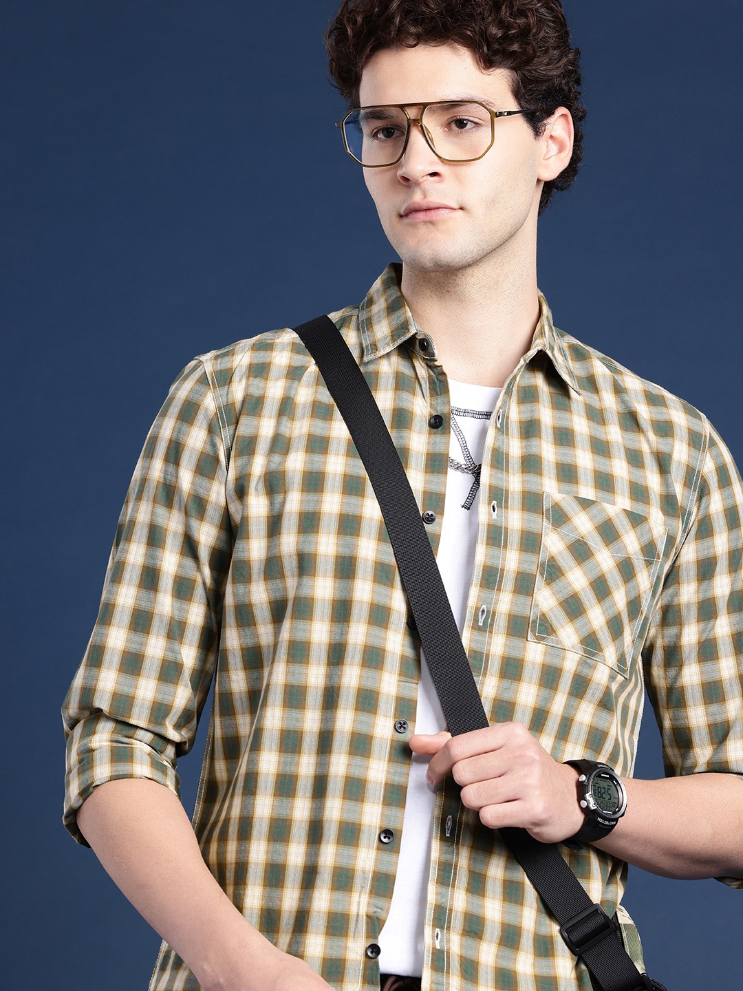 

Henceforth Checked Casual Shirt, Olive