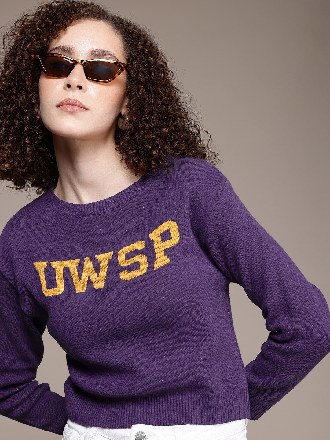 

Roadster Typography Crop Pullover, Purple