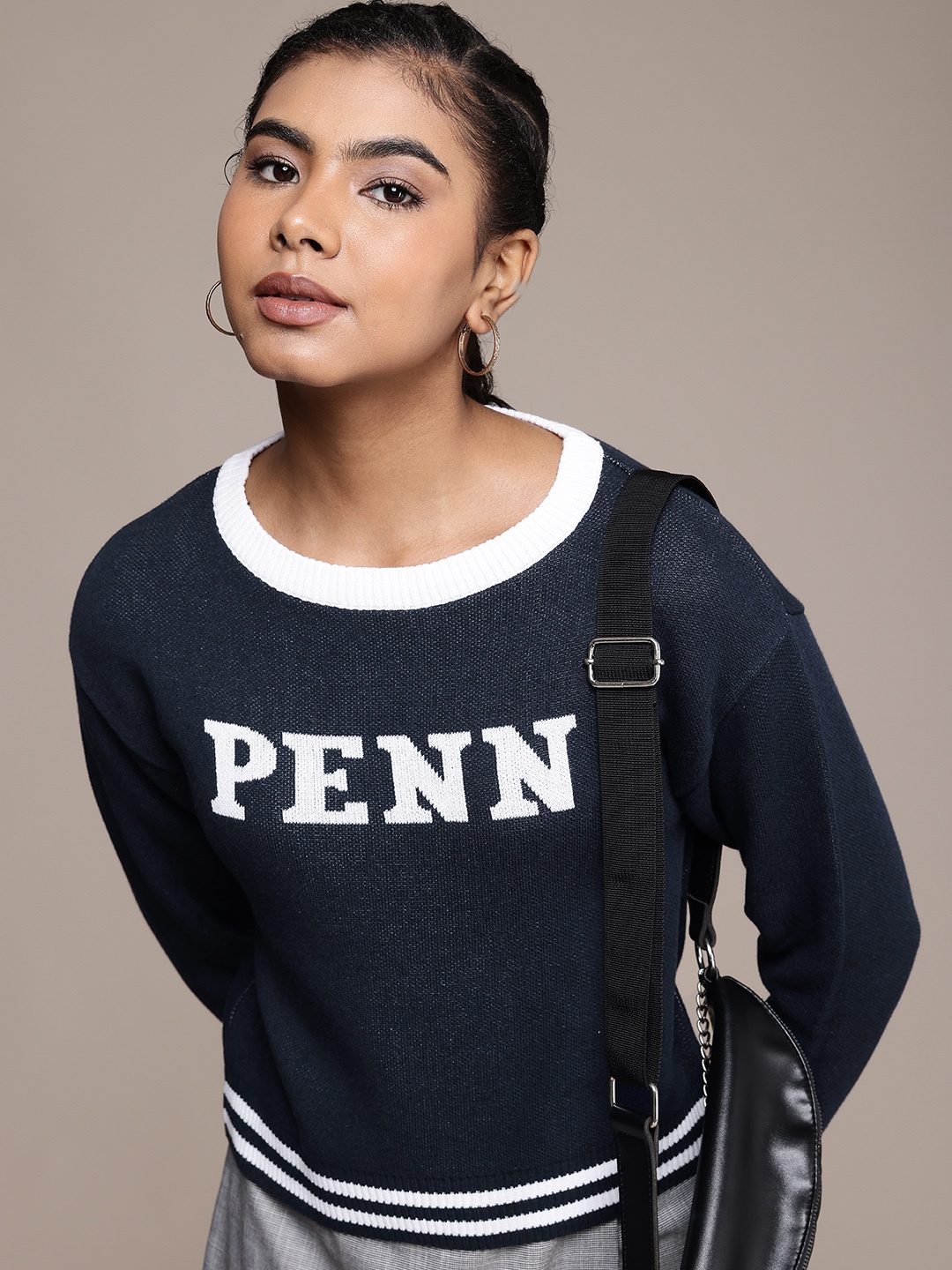 

Roadster Typography Crop Pullover, Navy blue