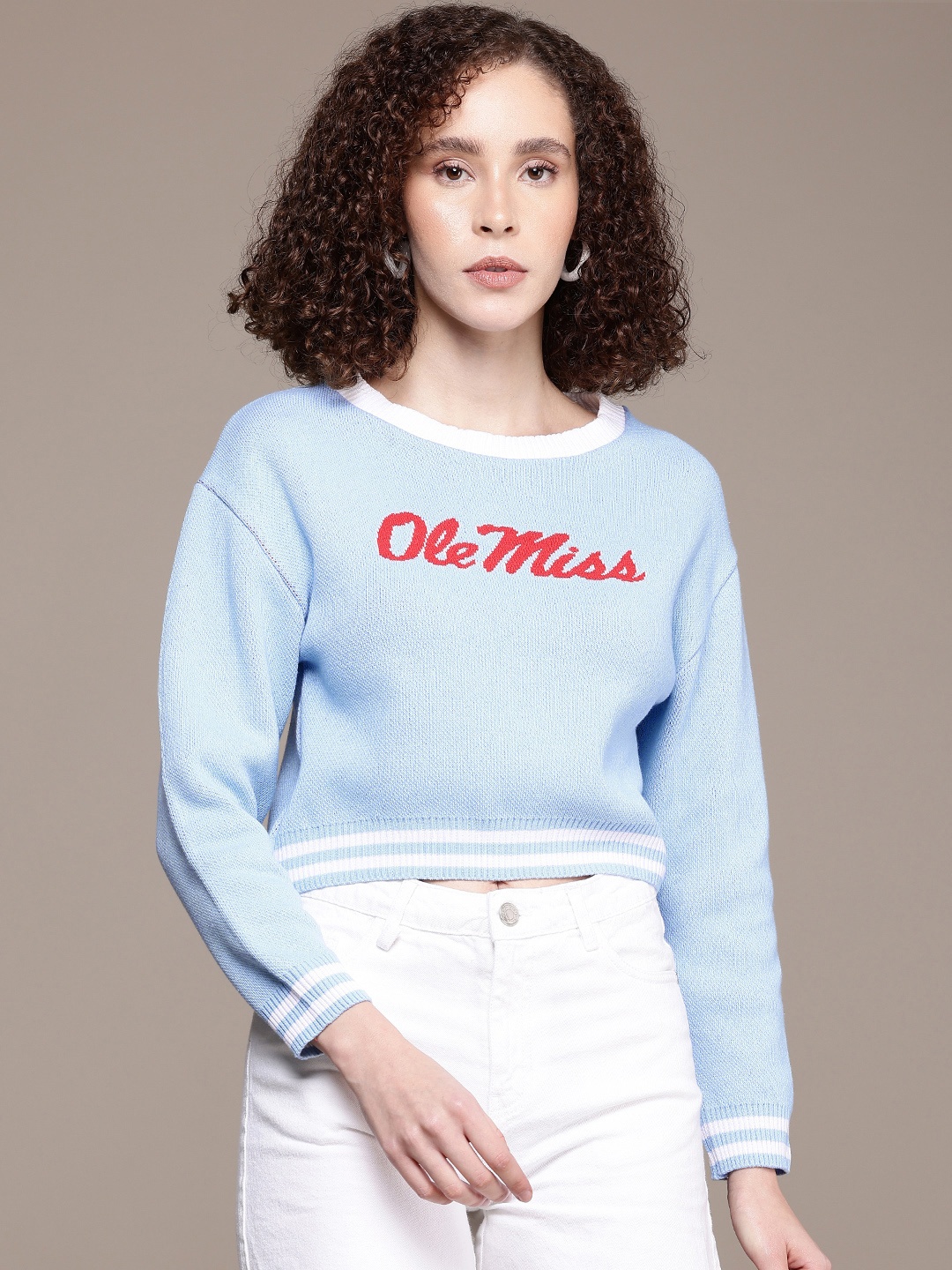 

Roadster Typography Crop Pullover, Blue