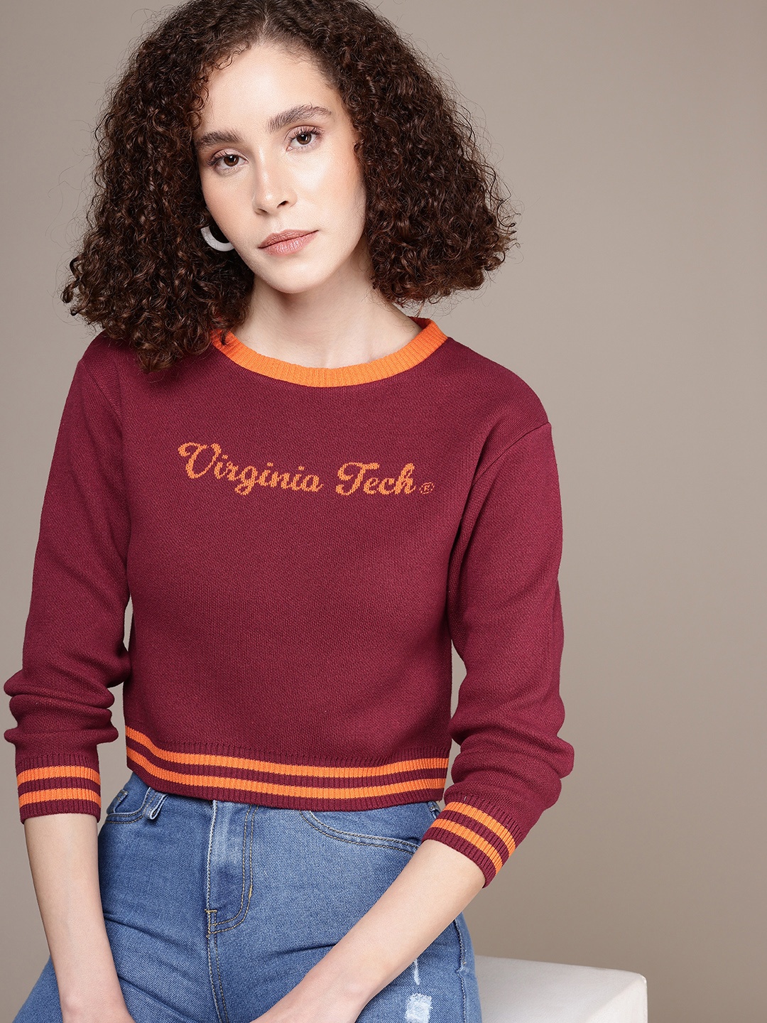 

Roadster Typography Crop Pullover, Maroon