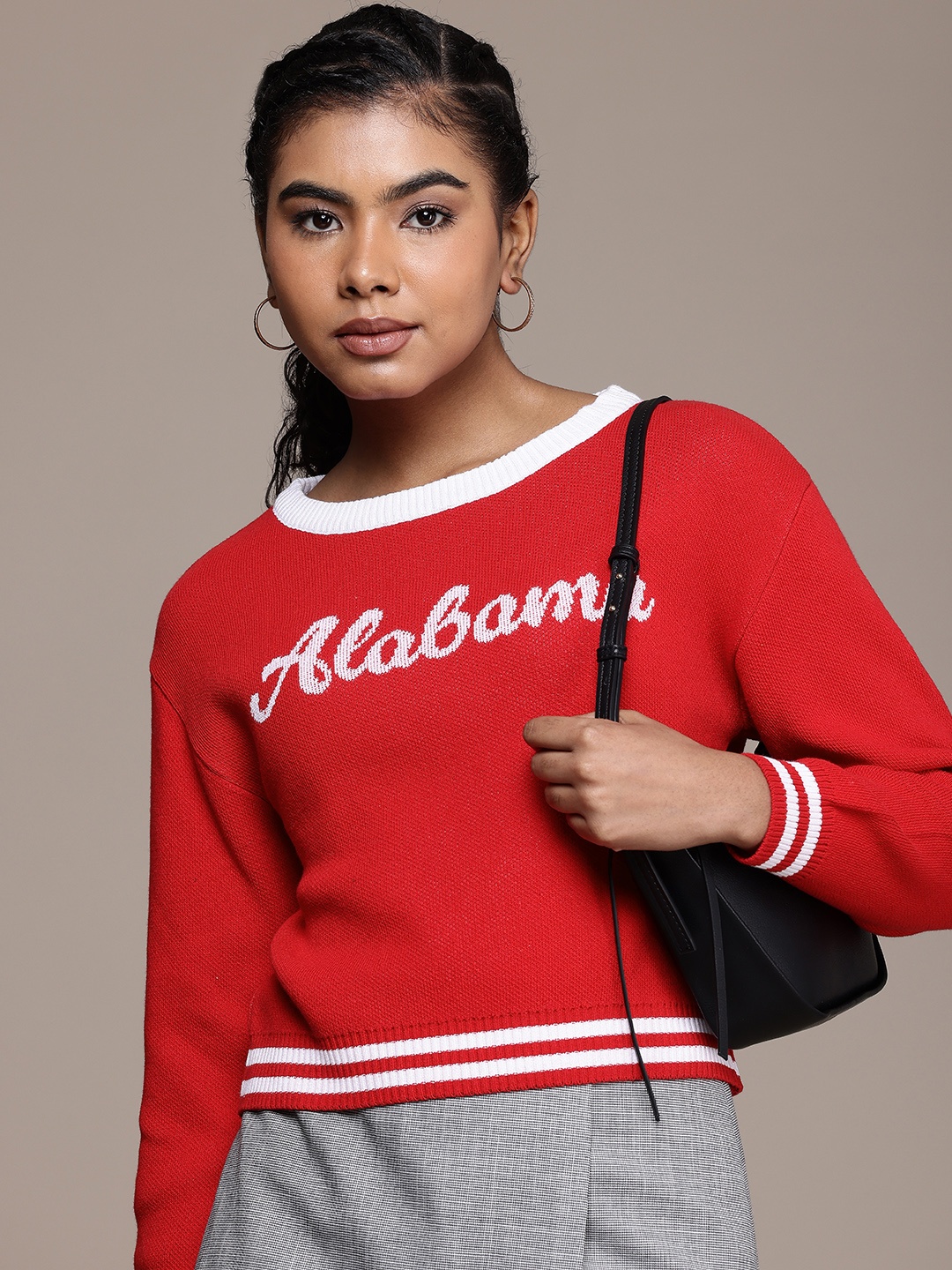 

Roadster Typography Crop Pullover, Red