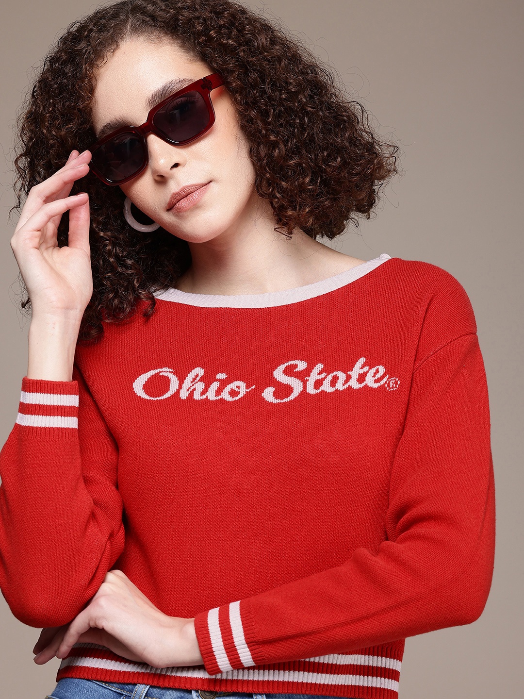 

Roadster Typography Crop Pullover, Red