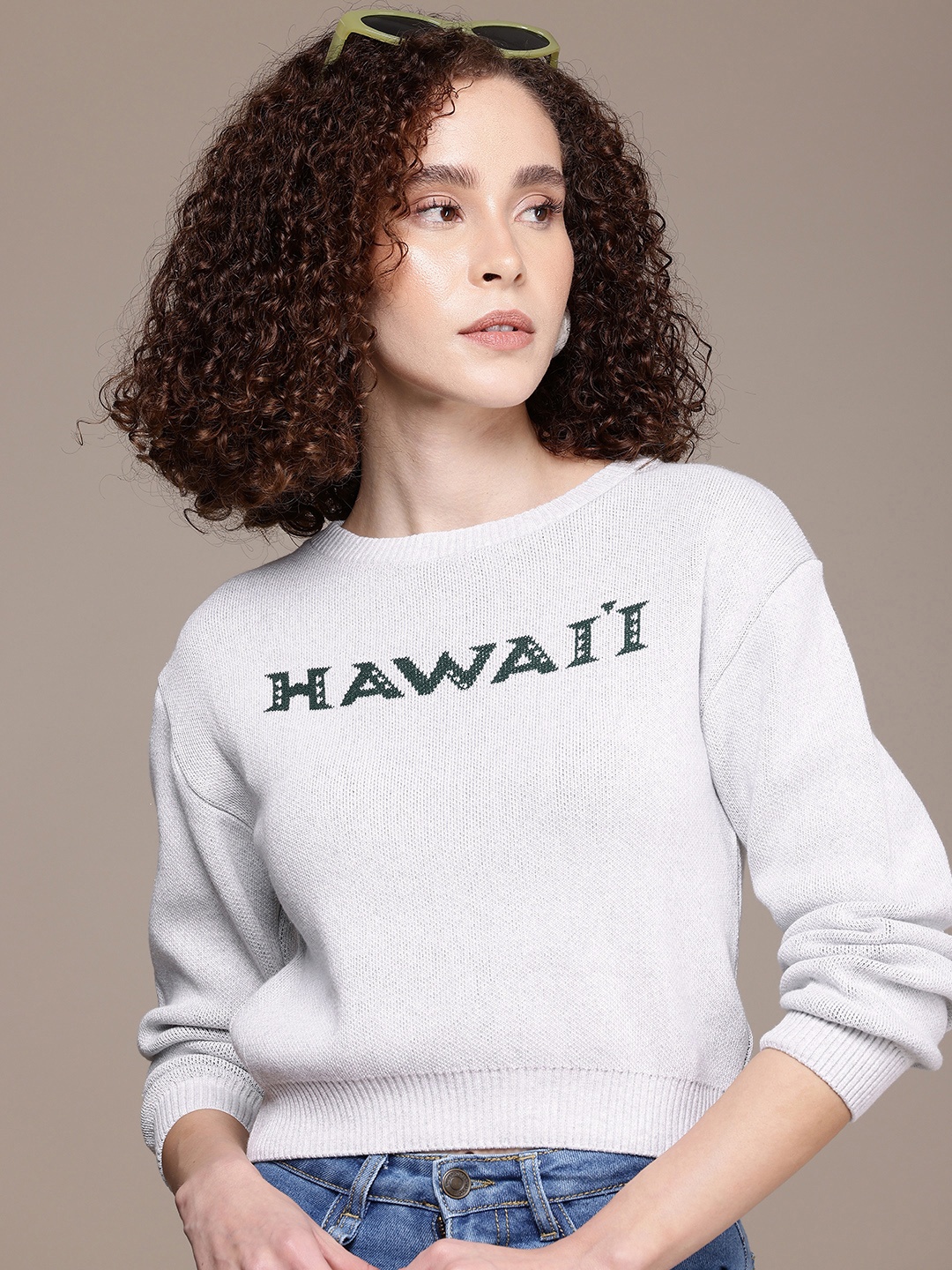 

Roadster Typography Crop Pullover, Silver